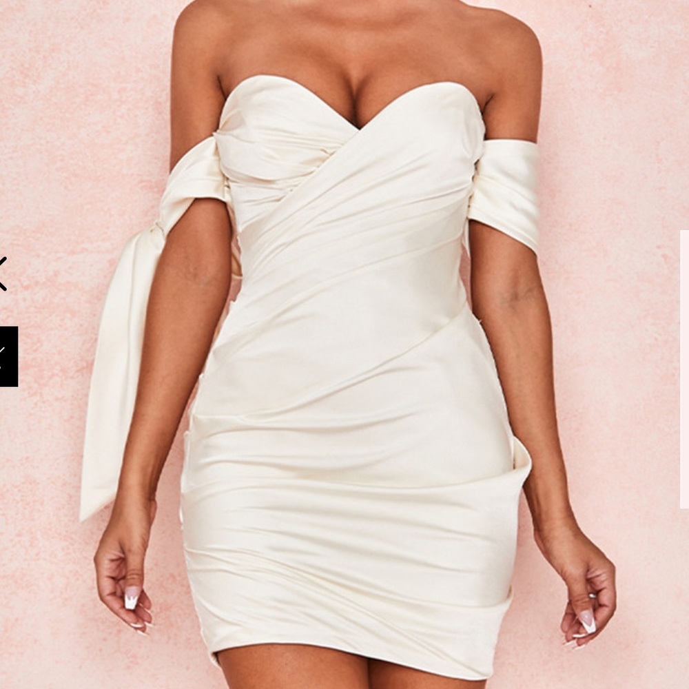 House of CB white satin mini corset dress.